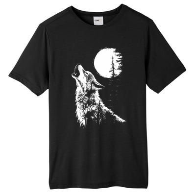 Graphic Wolf Howling Moon Forest Nature Wildlife Animal Tall Fusion ChromaSoft Performance T-Shirt