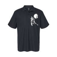 Graphic Wolf Howling Moon Forest Nature Wildlife Animal Softstyle Adult Sport Polo