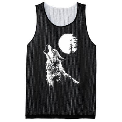 Graphic Wolf Howling Moon Forest Nature Wildlife Animal Mesh Reversible Basketball Jersey Tank