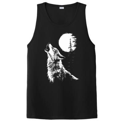 Graphic Wolf Howling Moon Forest Nature Wildlife Animal PosiCharge Competitor Tank