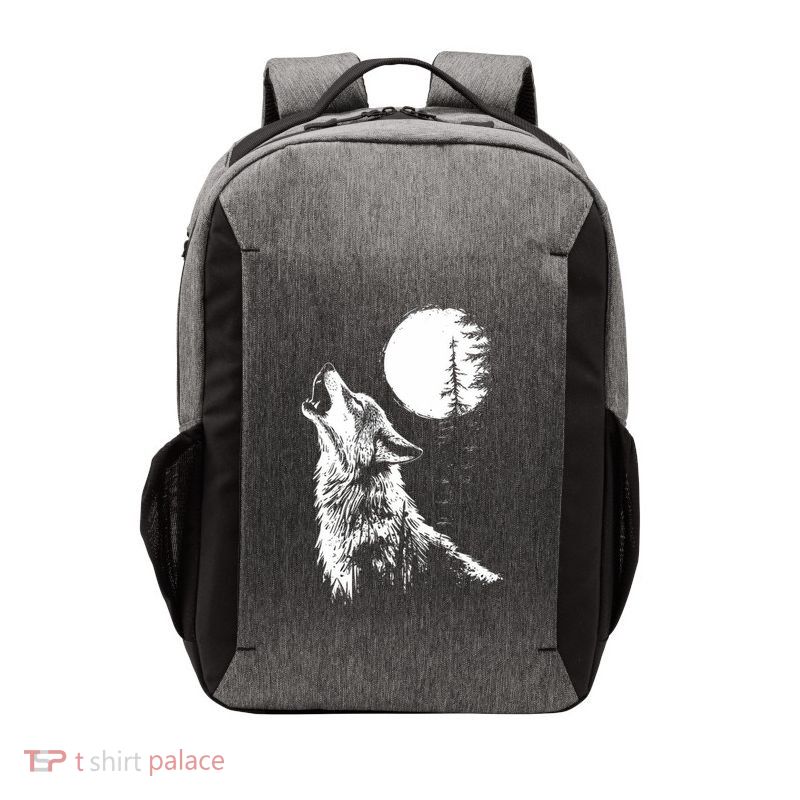 Graphic Wolf Howling Moon Forest Nature Wildlife Animal Vector Backpack