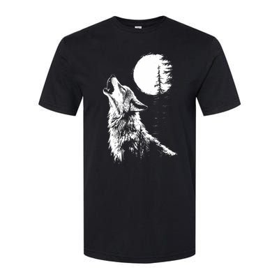 Graphic Wolf Howling Moon Forest Nature Wildlife Animal Softstyle CVC T-Shirt