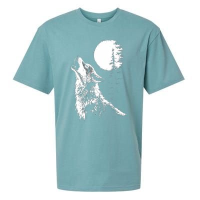 Graphic Wolf Howling Moon Forest Nature Wildlife Animal Sueded Cloud Jersey T-Shirt