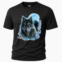 Grey Wolf Hunting Ground Icy Moon Forest Galaxy Cooling Performance Crew T-Shirt