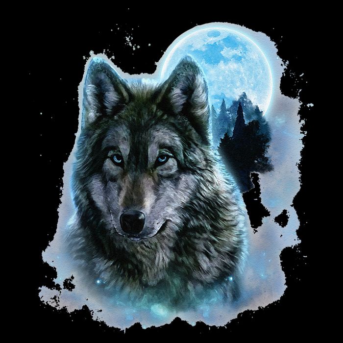 Grey Wolf Hunting Ground Icy Moon Forest Galaxy Cooling Performance Crew T-Shirt