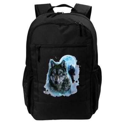 Grey Wolf Hunting Ground Icy Moon Forest Galaxy Backpack