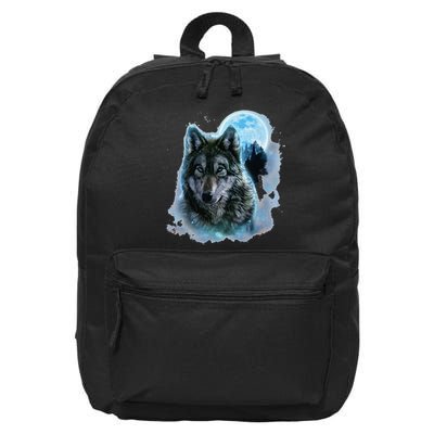 Grey Wolf Hunting Ground Icy Moon Forest Galaxy 16 in Basic Backpack