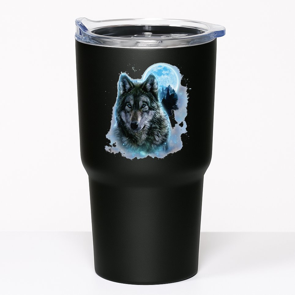 Grey Wolf Hunting Ground Icy Moon Forest Galaxy Tumbler
