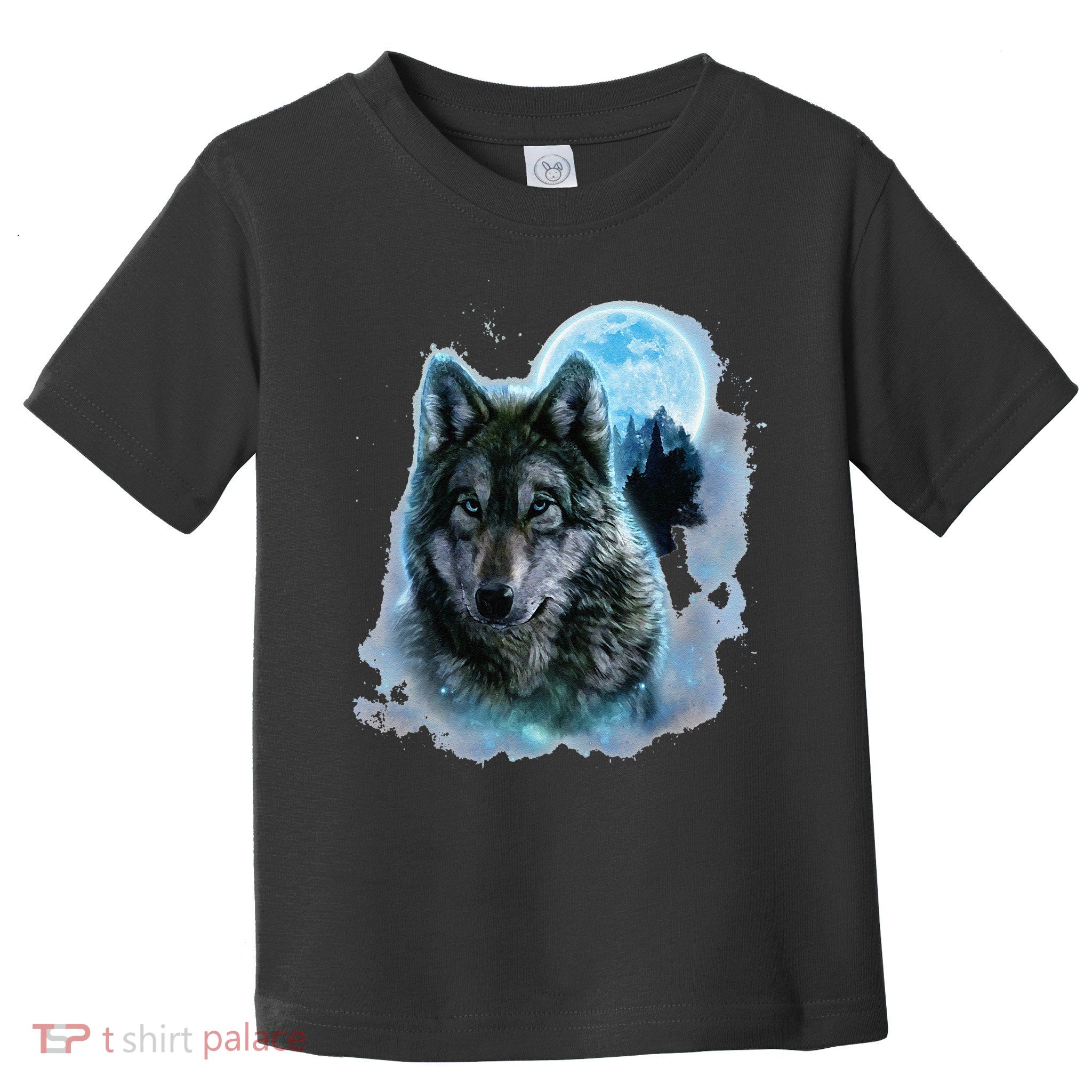 Grey Wolf Hunting Ground Icy Moon Forest Galaxy Toddler T-Shirt