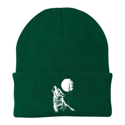 Graphic Wolf Howling Moon Forest Nature Wildlife Animal Knit Cap Winter Beanie