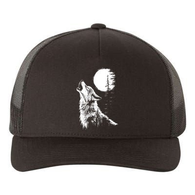 Graphic Wolf Howling Moon Forest Nature Wildlife Animal Yupoong Adult 5-Panel Trucker Hat