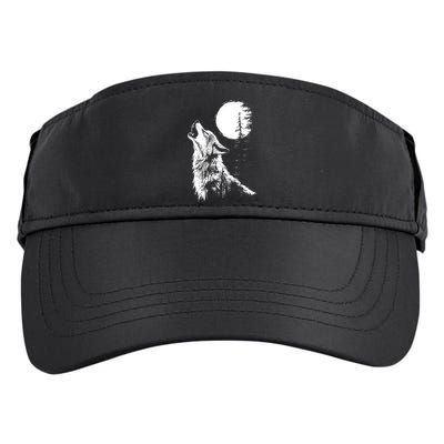 Graphic Wolf Howling Moon Forest Nature Wildlife Animal Adult Drive Performance Visor