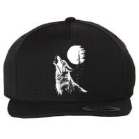 Graphic Wolf Howling Moon Forest Nature Wildlife Animal Wool Snapback Cap