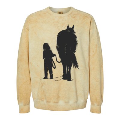 Girl With Horse Colorblast Crewneck Sweatshirt