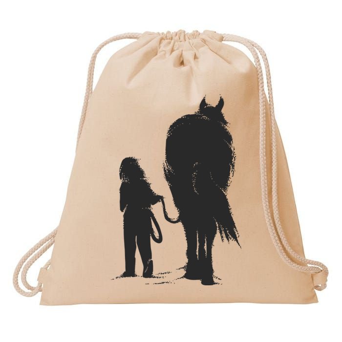 Girl With Horse Drawstring Bag