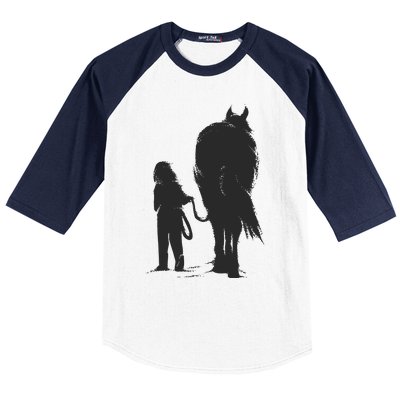 Girl With Horse Baseball Sleeve Shirt