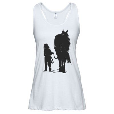 Girl With Horse Ladies Essential Flowy Tank