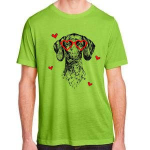 GSP With Heart Glasses Valentines Day Dog Mom Adult ChromaSoft Performance T-Shirt