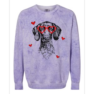 GSP With Heart Glasses Valentines Day Dog Mom Colorblast Crewneck Sweatshirt