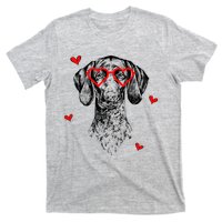 GSP With Heart Glasses Valentines Day Dog Mom T-Shirt