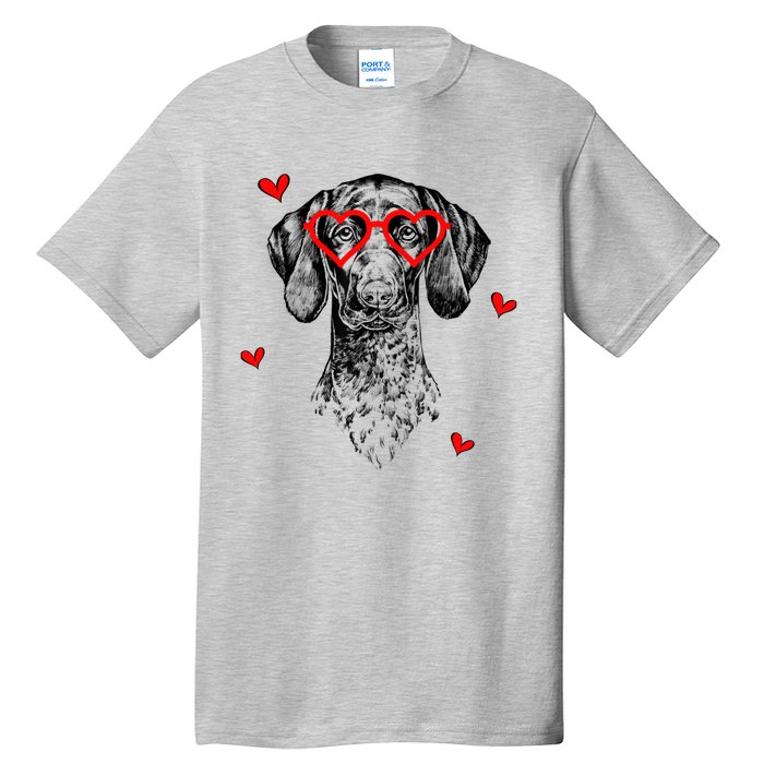 GSP With Heart Glasses Valentines Day Dog Mom Tall T-Shirt