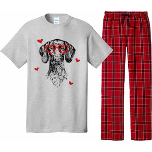 GSP With Heart Glasses Valentines Day Dog Mom Pajama Set