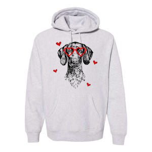 GSP With Heart Glasses Valentines Day Dog Mom Premium Hoodie