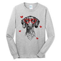 GSP With Heart Glasses Valentines Day Dog Mom Tall Long Sleeve T-Shirt