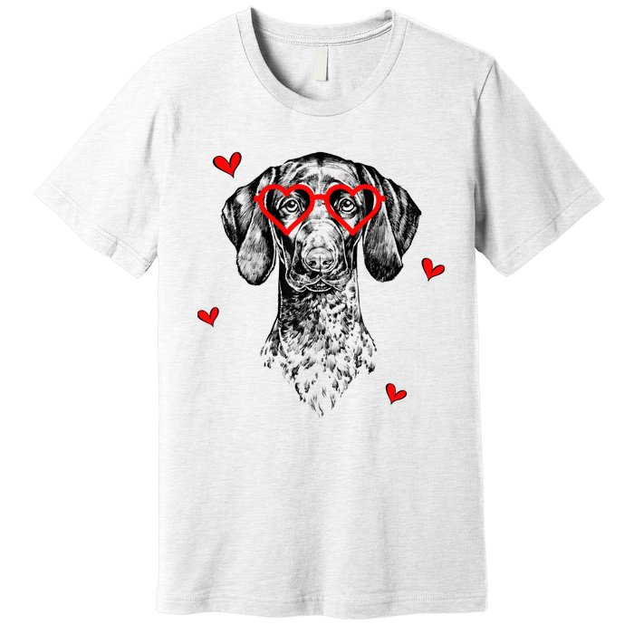 GSP With Heart Glasses Valentines Day Dog Mom Premium T-Shirt