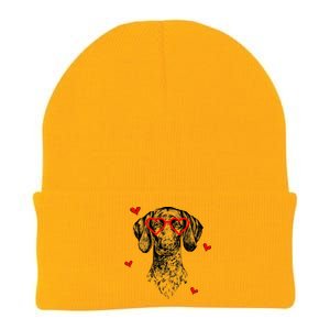 GSP With Heart Glasses Valentines Day Dog Mom Knit Cap Winter Beanie