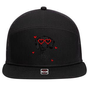 GSP With Heart Glasses Valentines Day Dog Mom 7 Panel Mesh Trucker Snapback Hat