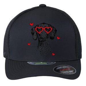 GSP With Heart Glasses Valentines Day Dog Mom Flexfit Unipanel Trucker Cap