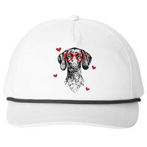 GSP With Heart Glasses Valentines Day Dog Mom Snapback Five-Panel Rope Hat