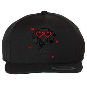 GSP With Heart Glasses Valentines Day Dog Mom Wool Snapback Cap