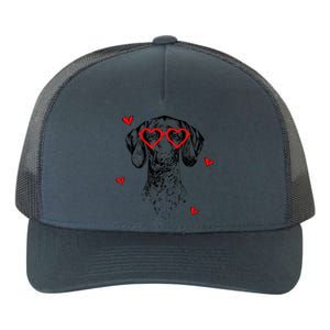 GSP With Heart Glasses Valentines Day Dog Mom Yupoong Adult 5-Panel Trucker Hat