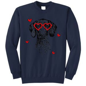 GSP With Heart Glasses Valentines Day Dog Mom Tall Sweatshirt