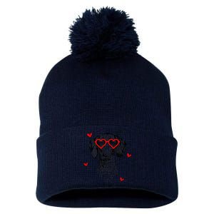 GSP With Heart Glasses Valentines Day Dog Mom Pom Pom 12in Knit Beanie