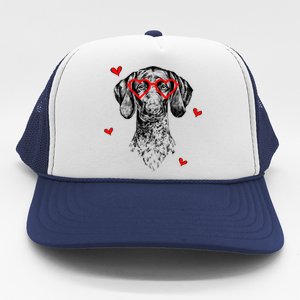 GSP With Heart Glasses Valentines Day Dog Mom Trucker Hat