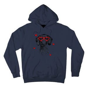 GSP With Heart Glasses Valentines Day Dog Mom Tall Hoodie