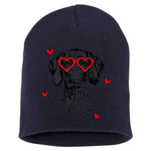 GSP With Heart Glasses Valentines Day Dog Mom Short Acrylic Beanie