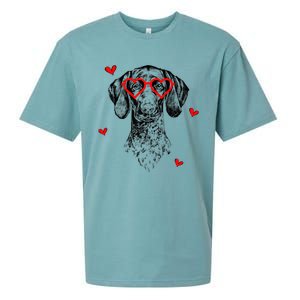 GSP With Heart Glasses Valentines Day Dog Mom Sueded Cloud Jersey T-Shirt