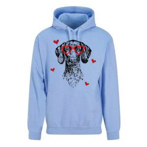 GSP With Heart Glasses Valentines Day Dog Mom Unisex Surf Hoodie