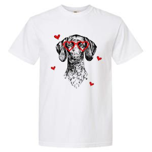 GSP With Heart Glasses Valentines Day Dog Mom Garment-Dyed Heavyweight T-Shirt