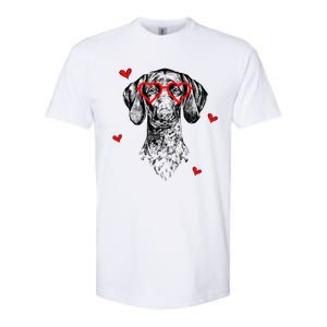 GSP With Heart Glasses Valentines Day Dog Mom Softstyle CVC T-Shirt