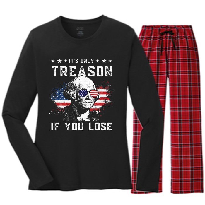 George Washington Its Only Treason If You Lose 4th Of July Women's Long Sleeve Flannel Pajama Set 