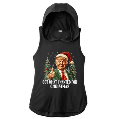 Got What I Wanted For Christmas Trump Xmas Pajamas 2024 Ladies PosiCharge Tri-Blend Wicking Draft Hoodie Tank