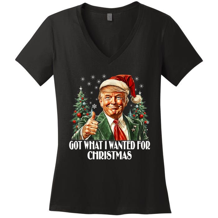 Got What I Wanted For Christmas Trump Xmas Pajamas 2024 Women's V-Neck T-Shirt