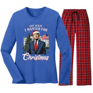 Got What I Wanted For Christmas Trump 2024 Women's Long Sleeve Flannel Pajama Set 