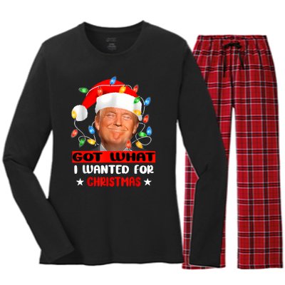 Got What I Wanted For Christmas Trump Xmas Pajamas 2024 Women's Long Sleeve Flannel Pajama Set 