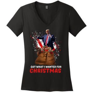 Got What I Wanted For Christmas Trump Won 2024 Women's V-Neck T-Shirt